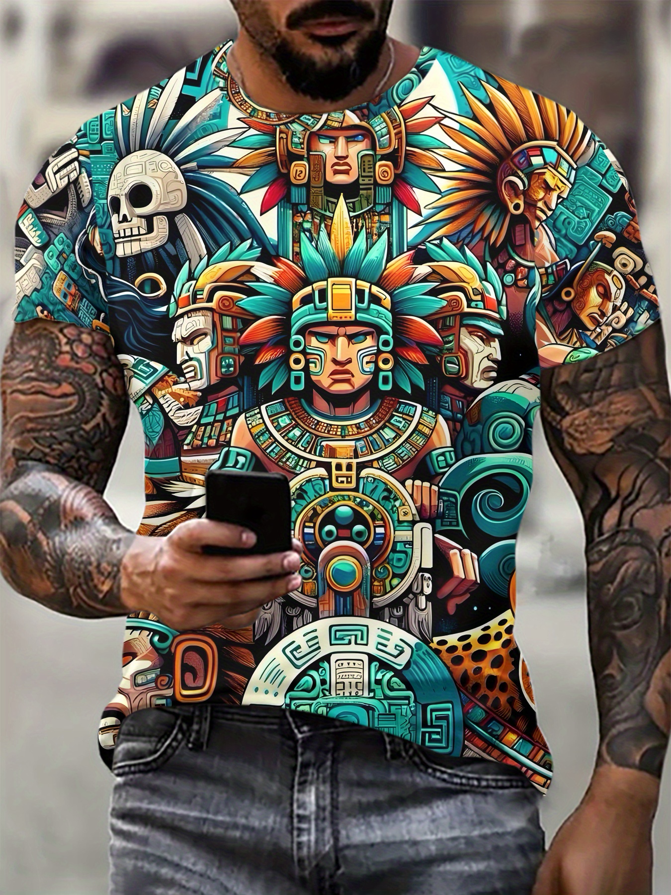 Ethnic Fashion Illustration - Men's Men And Skull With Ethnic