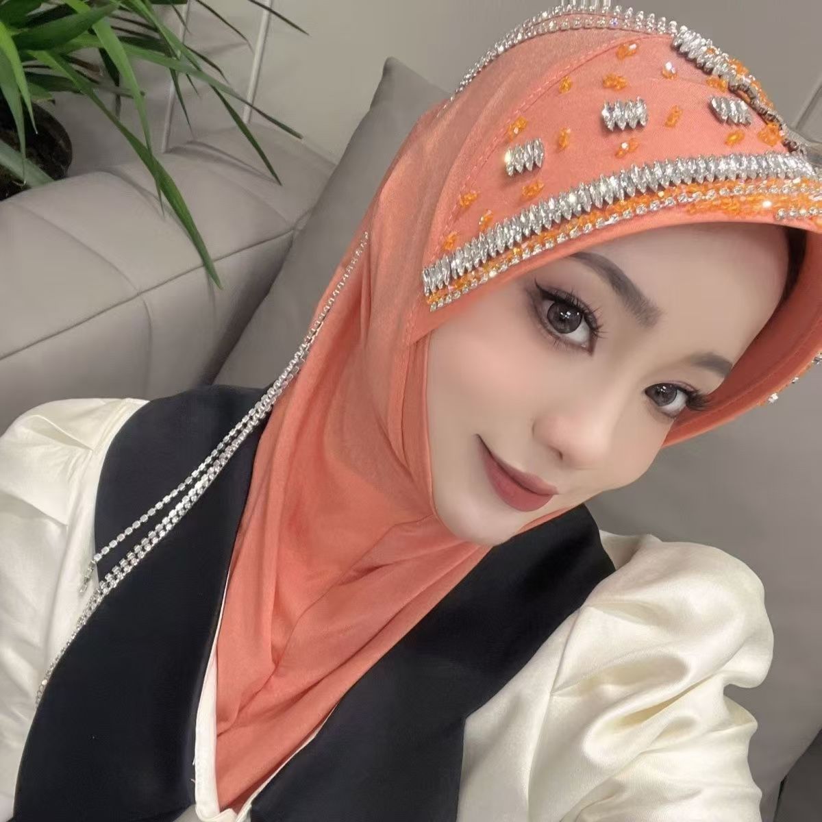 Luxury Hat Hijab Pink Scarf wi - Ethnic Fashion For Women ulasan dan harga