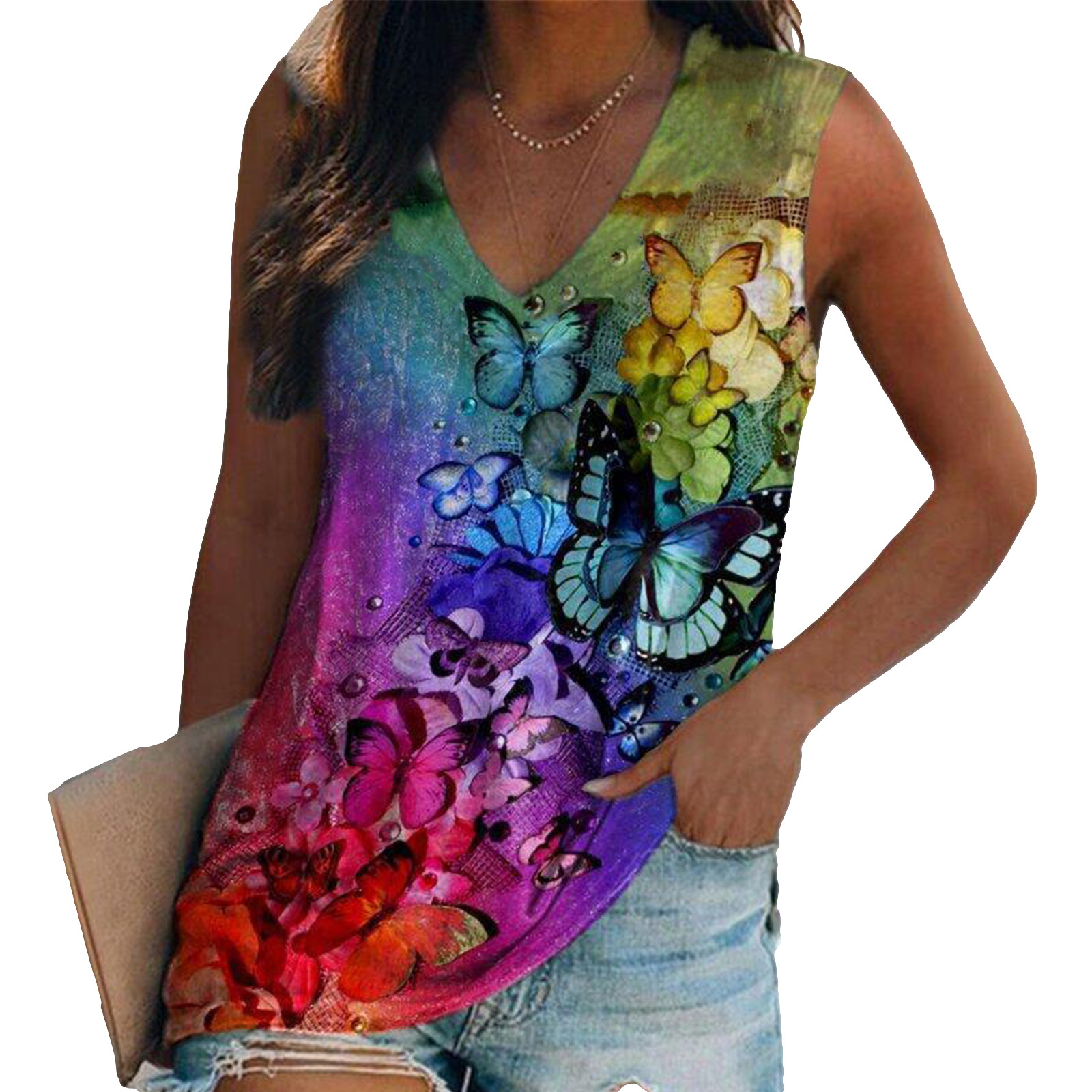 Ethnic Style Colorful Butterfl - Y2K Ethnic Fashion ulasan dan harga