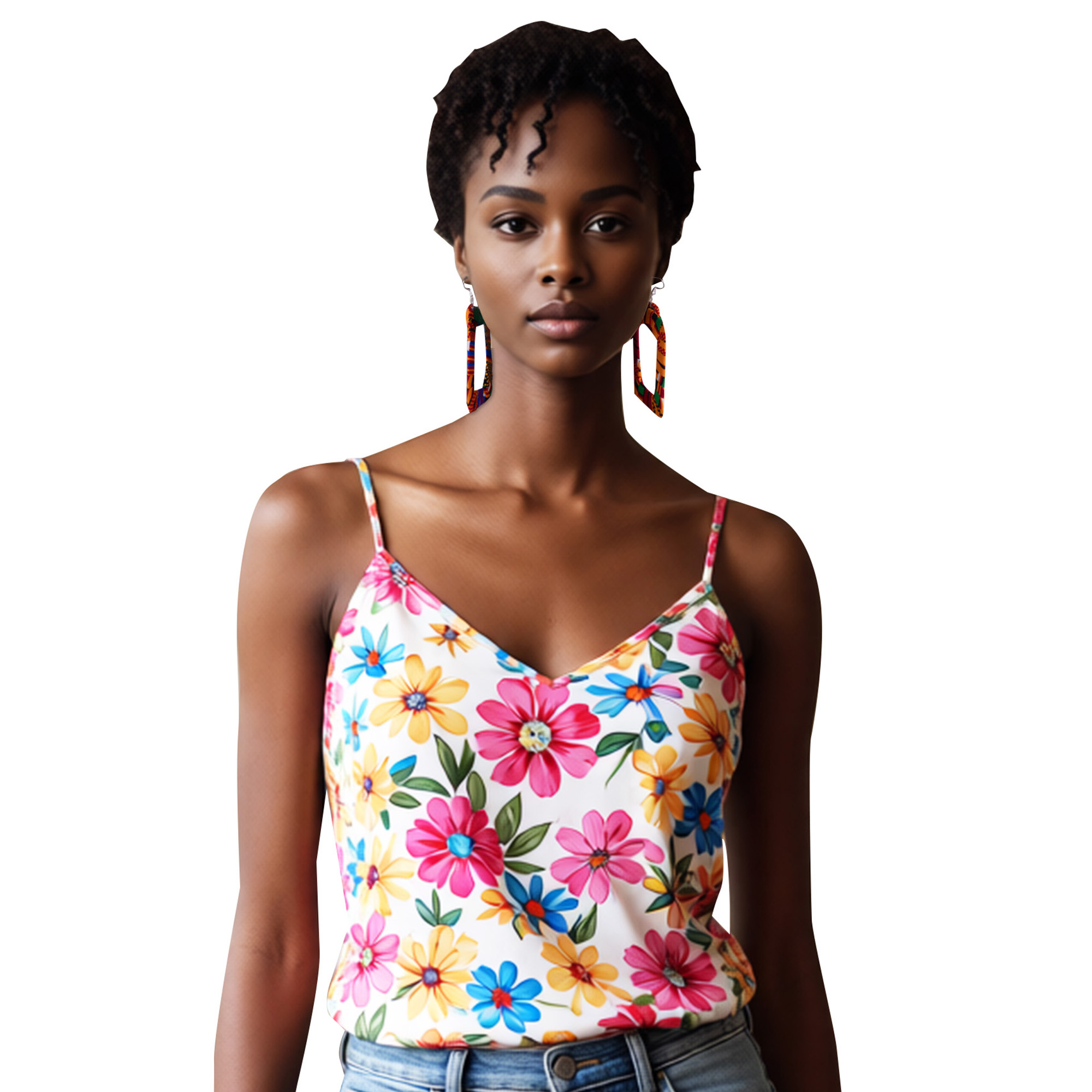 African Wax Print Square Hoop  - Ethnic Fashion Wear For Women ulasan dan harga