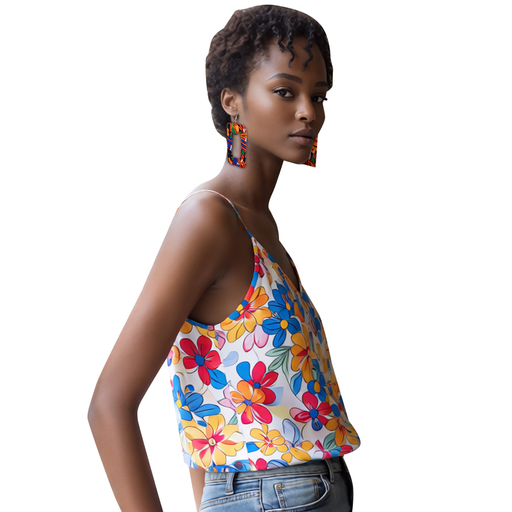 African Wax Print Square Hoop  - Ethnic Fashion Wear For Women ulasan dan harga