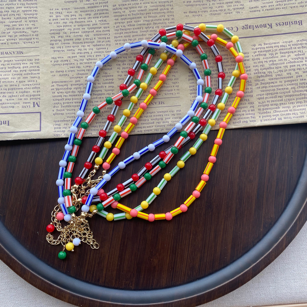 Fashion Colorful Beaded Neckla - Y2K Ethnic Fashion ulasan dan harga